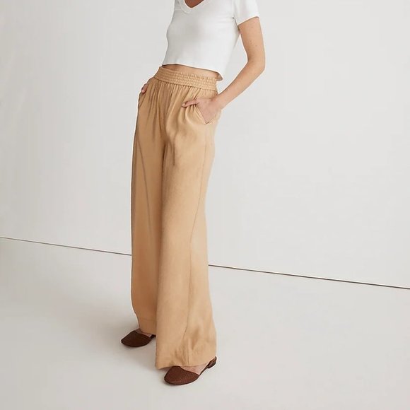 Madewell The Carley Wide-Leg Pants Softdrape Tan NWT - Picture 2 of 12